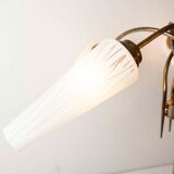 5-branched opaline brass chandelier 60's