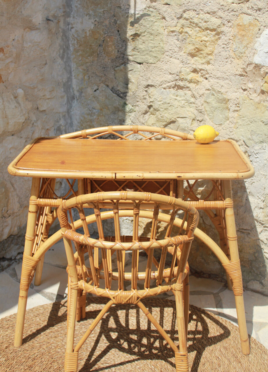 Office and matching chair in vintage rattan