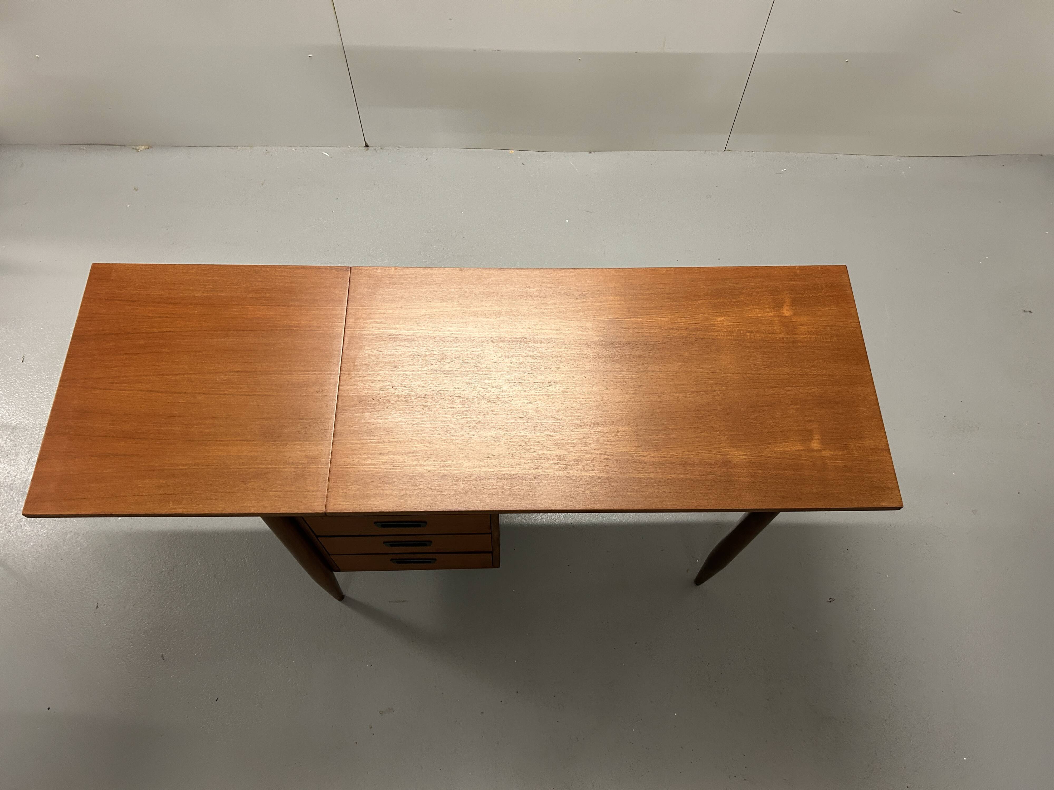 Danish teak drop leaf writing desk by arne vodder, 1960s
