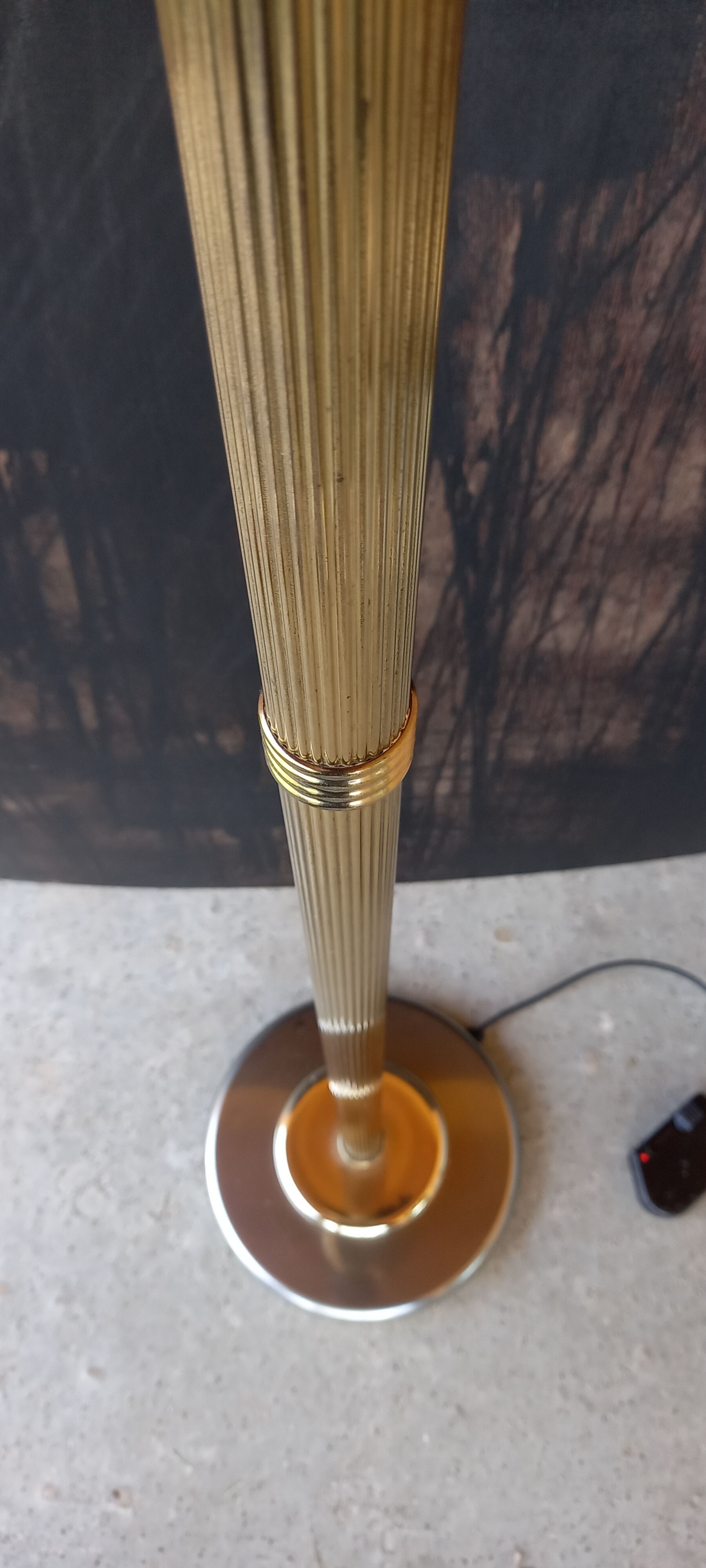80s gold-plated brass halogen floor lamp