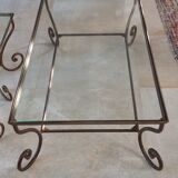 Bronze base coffee table, glass top