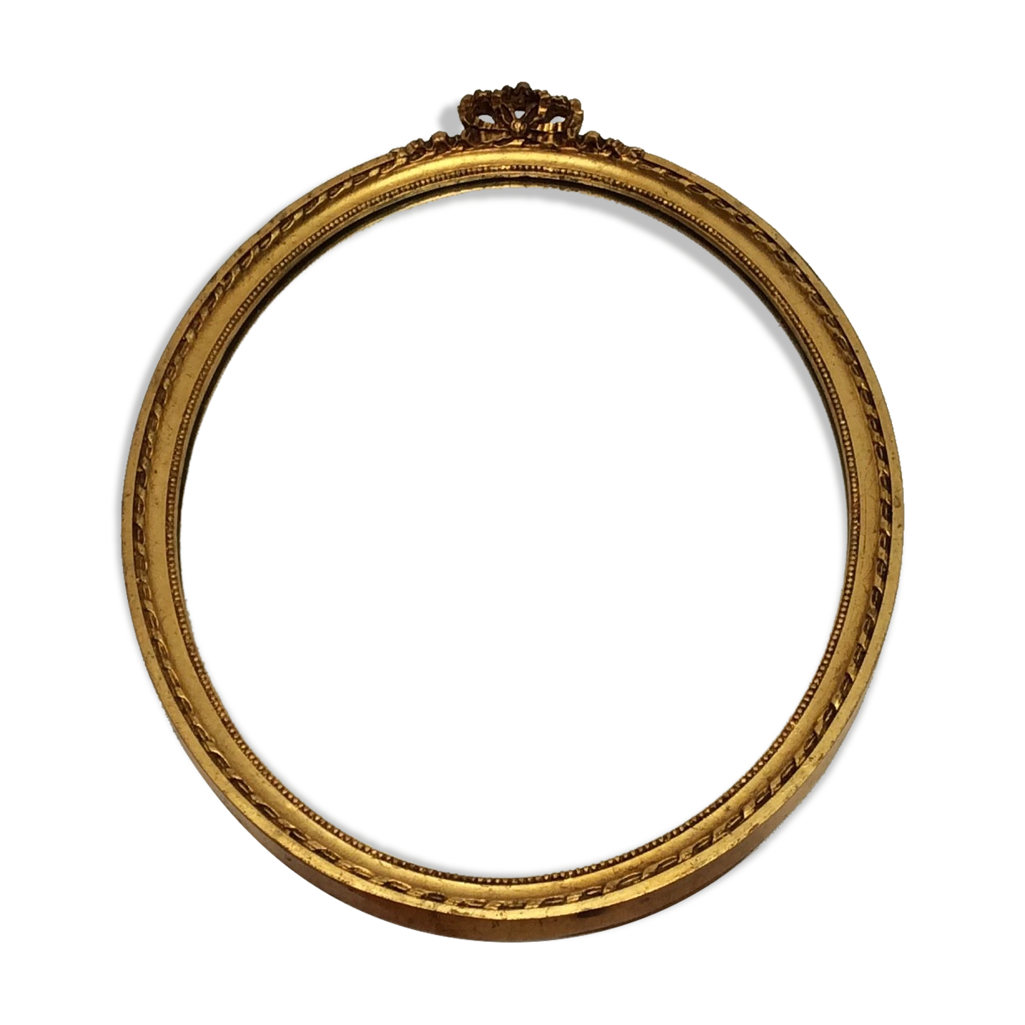 Miroir doré ovale en bois vintage fixation chenets métal d’origine dimension : H-45cm-L-33cm- Pr-2,5