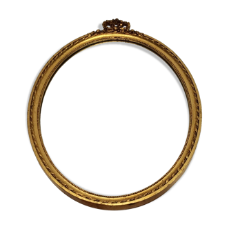 Miroir doré ovale en bois vintage fixation chenets métal d’origine dimension : H-45cm-L-33cm- Pr-2,5