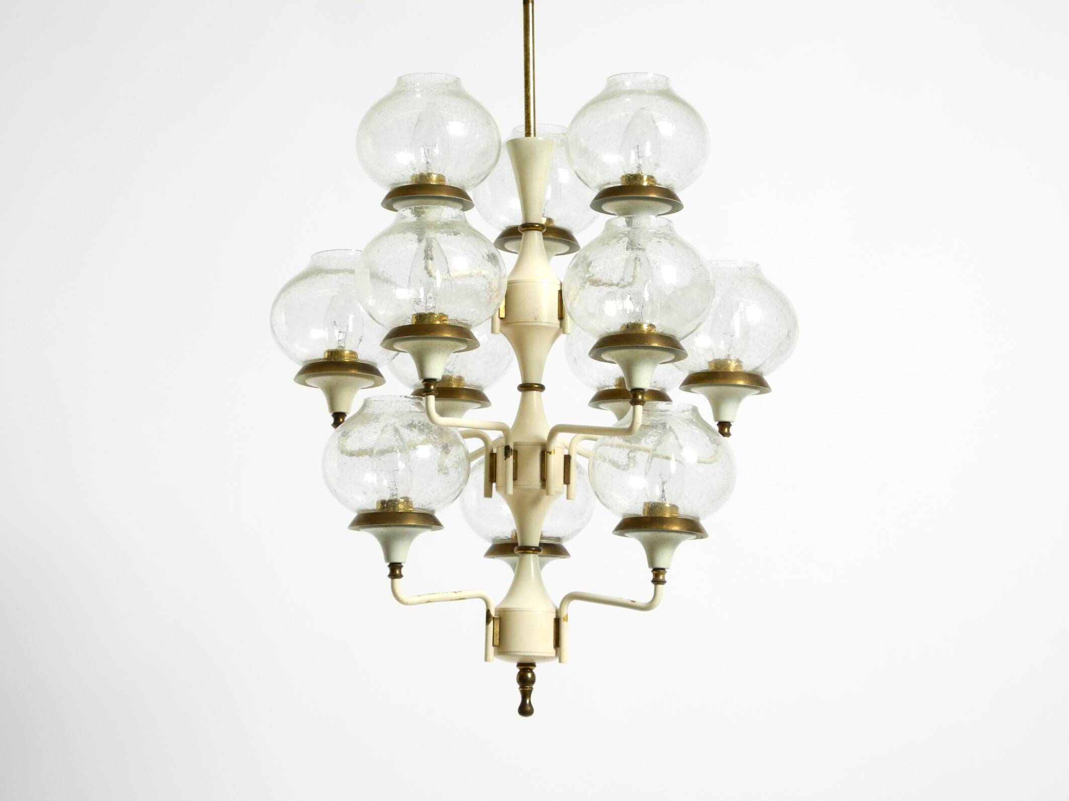 Large 1960s brass and glass tulip ceiling lamp by Hans Agne Jakobsson