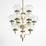 Large 1960s brass and glass tulip ceiling lamp by Hans Agne Jakobsson