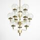 Large 1960s brass and glass tulip ceiling lamp by Hans Agne Jakobsson