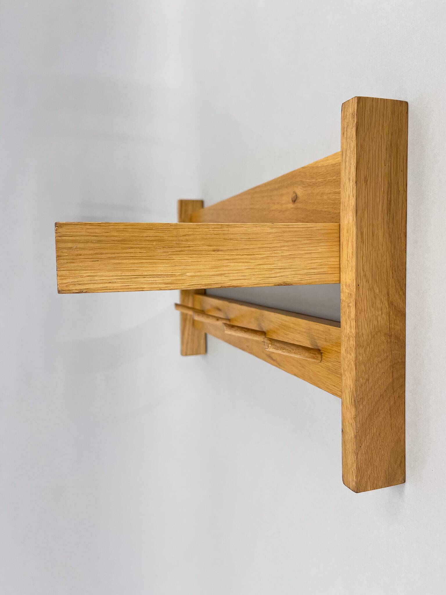 Mid-century Coat Hanger with Folding Shelf, Czechoslovakia