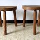 2 tripod oak stools 60s
