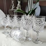 Lot 6 vintage glasses with rectangular crystal stems