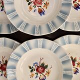 6 vintage Sarreguemines “Claude” soup plates - Earthenware with floral decoration