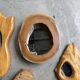 Set de 4 miroirs organiques brutalistes en bois années 50