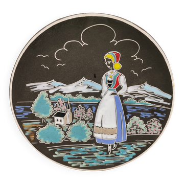 Assiette murale en céramique par Arnold Wiig Factories (AWF) Norvège années 1950