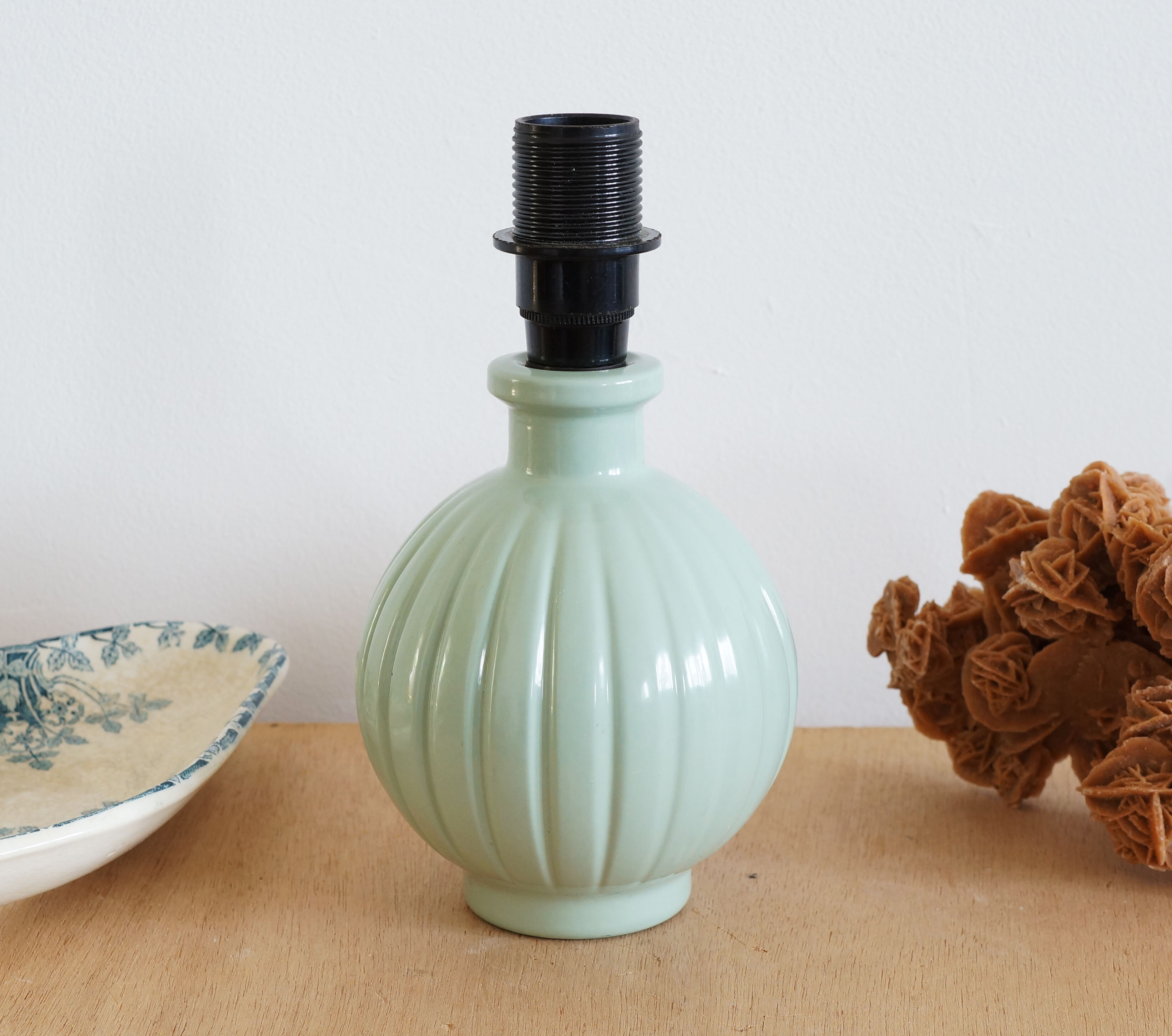 Lamp foot, old painted glass bottle