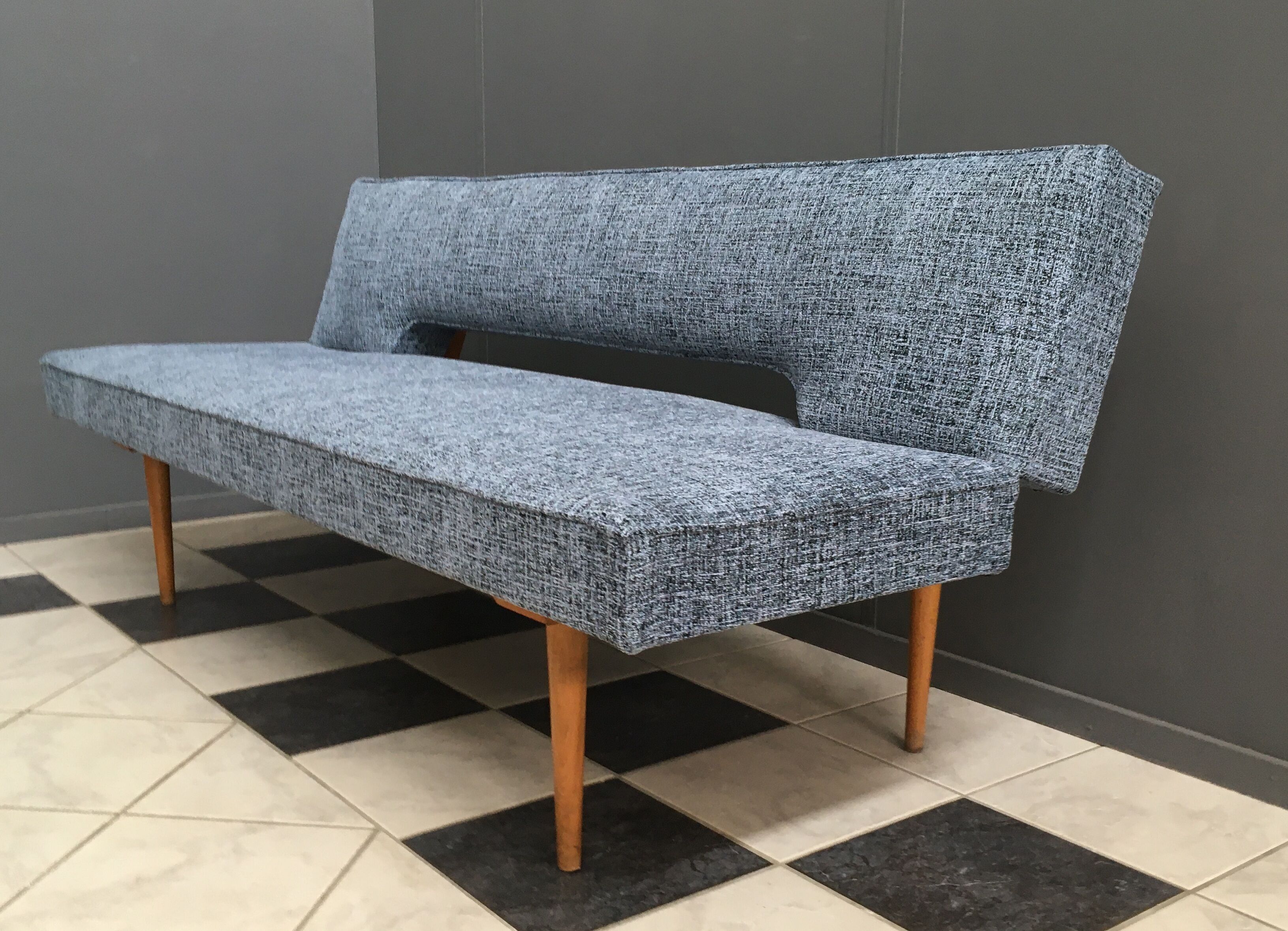 Blue and black fabric daybed Miroslav Navratil, 1960s