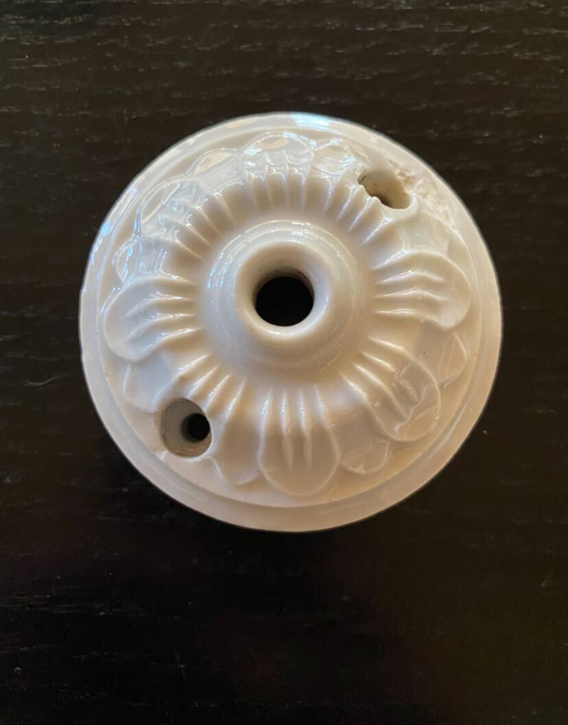 Hanging lamp, 2 m fabric cable, porcelain ceiling rose