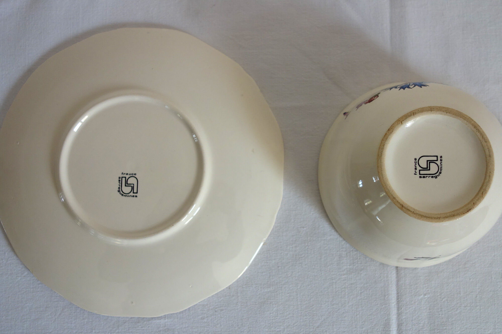 Tasse à thé et soucoupe vintage sarreguemines "agreste"