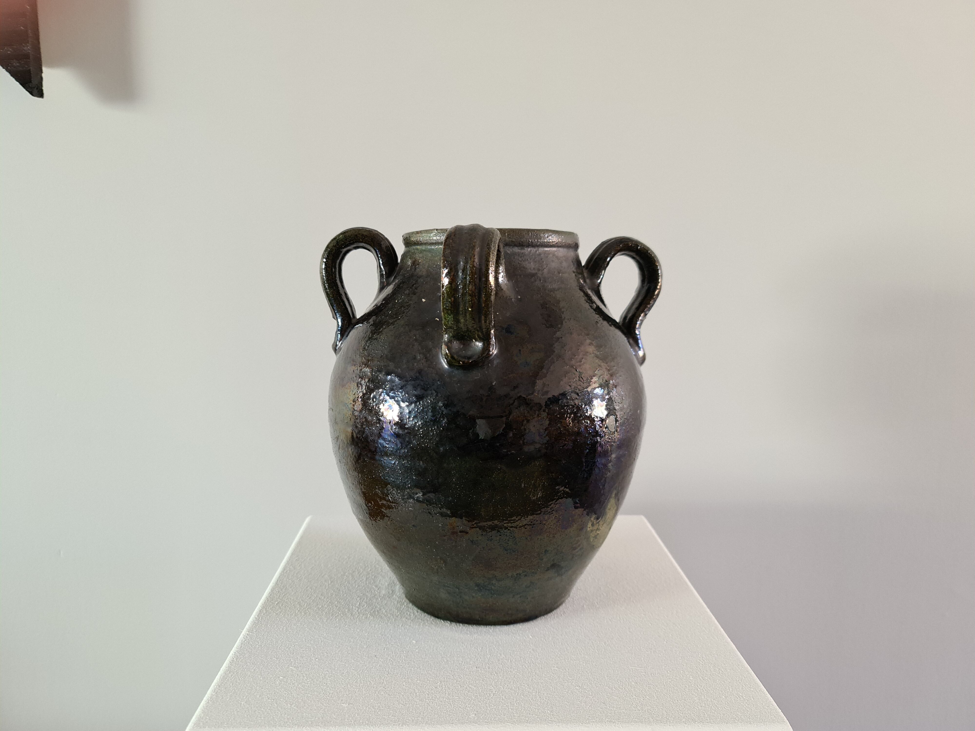 Enamelled terracotta jug vase 1900