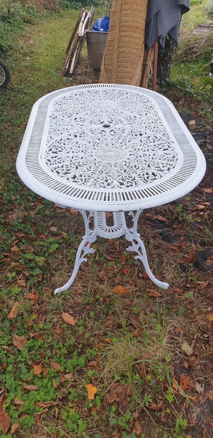 Ornate cast aluminum garden table
