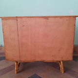 Vintage rattan and bamboo chest of drawers 50s