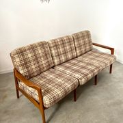 Lot armchairs and sofa 60 years Scandinavian design in vintage blond teak