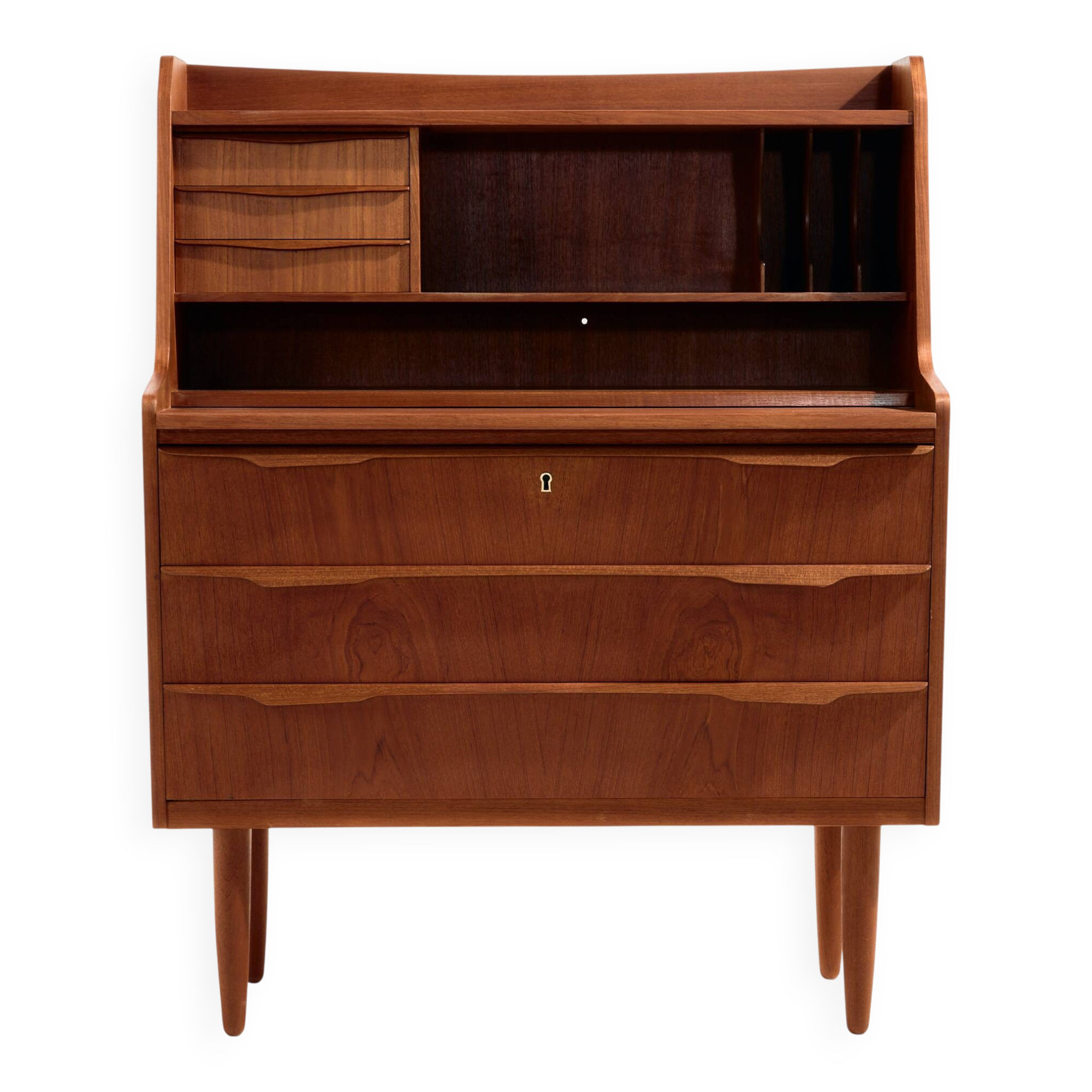 Restored teak cylinder desk