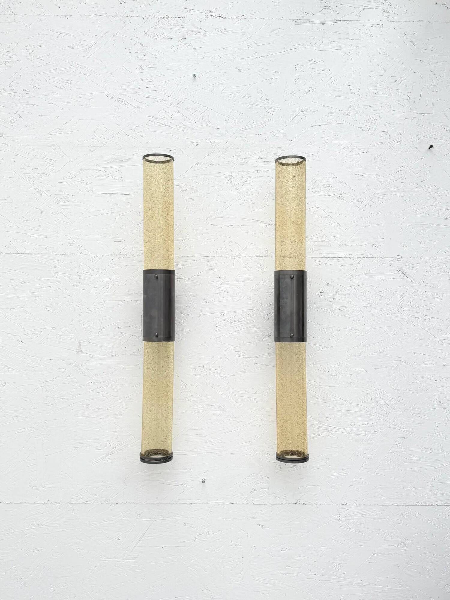 Pair of metal and Murano glass wall lights, 1980