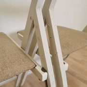 Set of 4 Vintage Wooden Folding Lounge Chairs: Beige Fabric, STOL Kamnik 1970