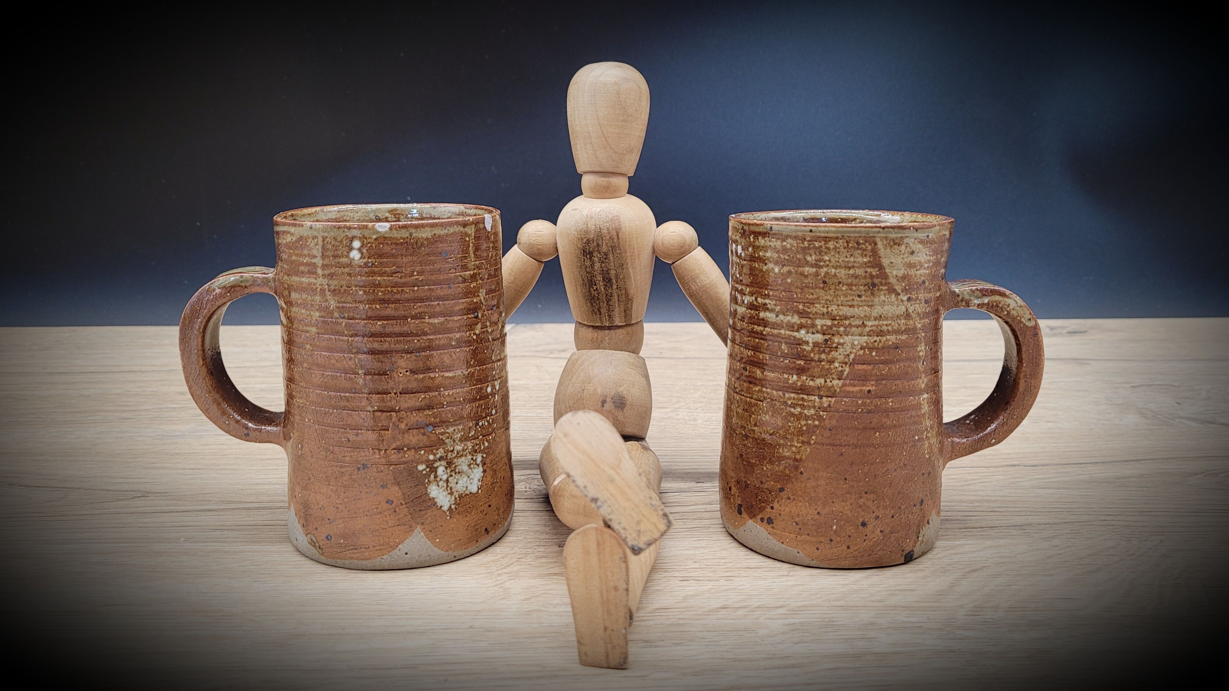 Duo of stoneware cups