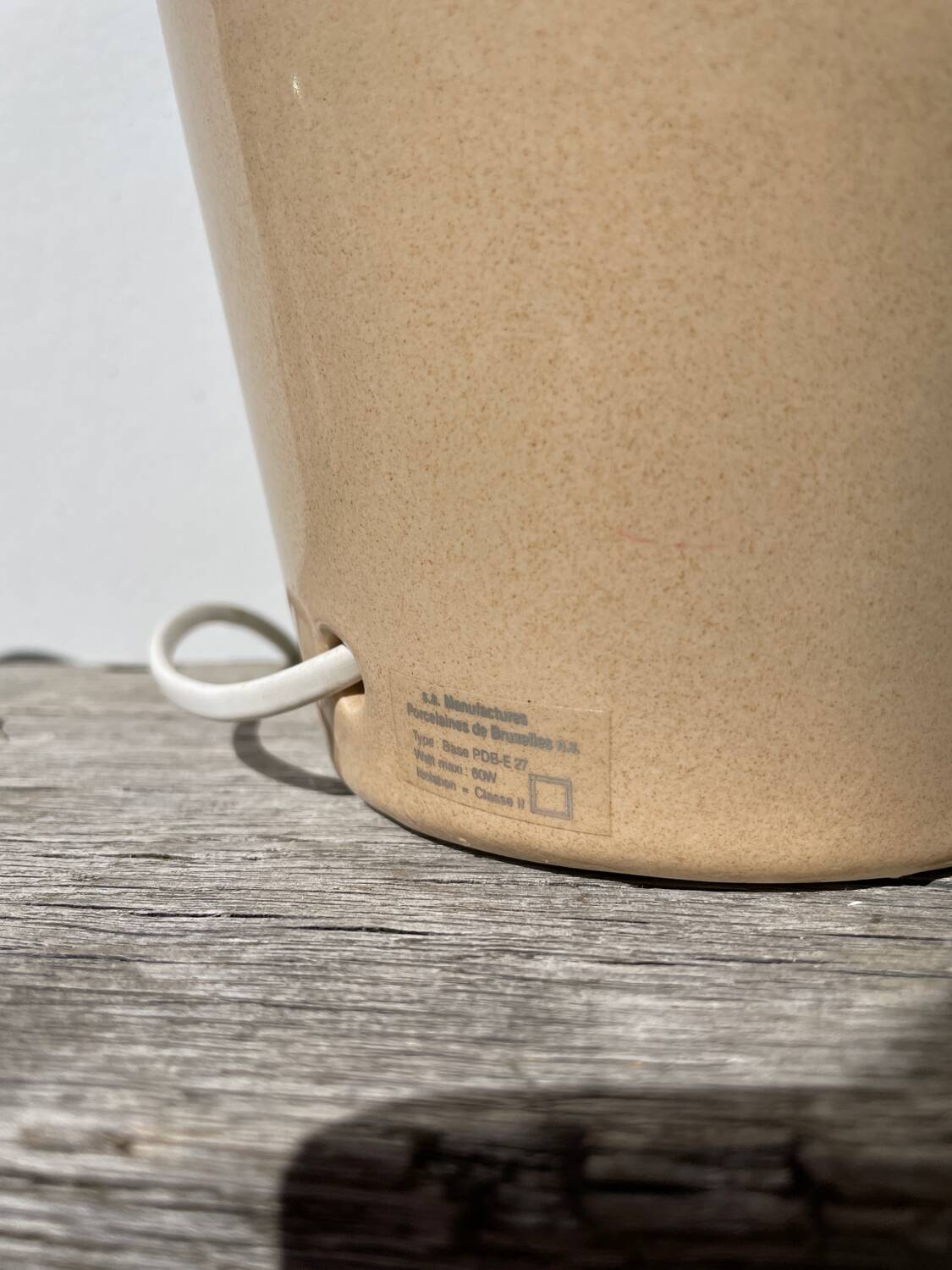 Beige ceramic lamp, Brussels factory, 1990