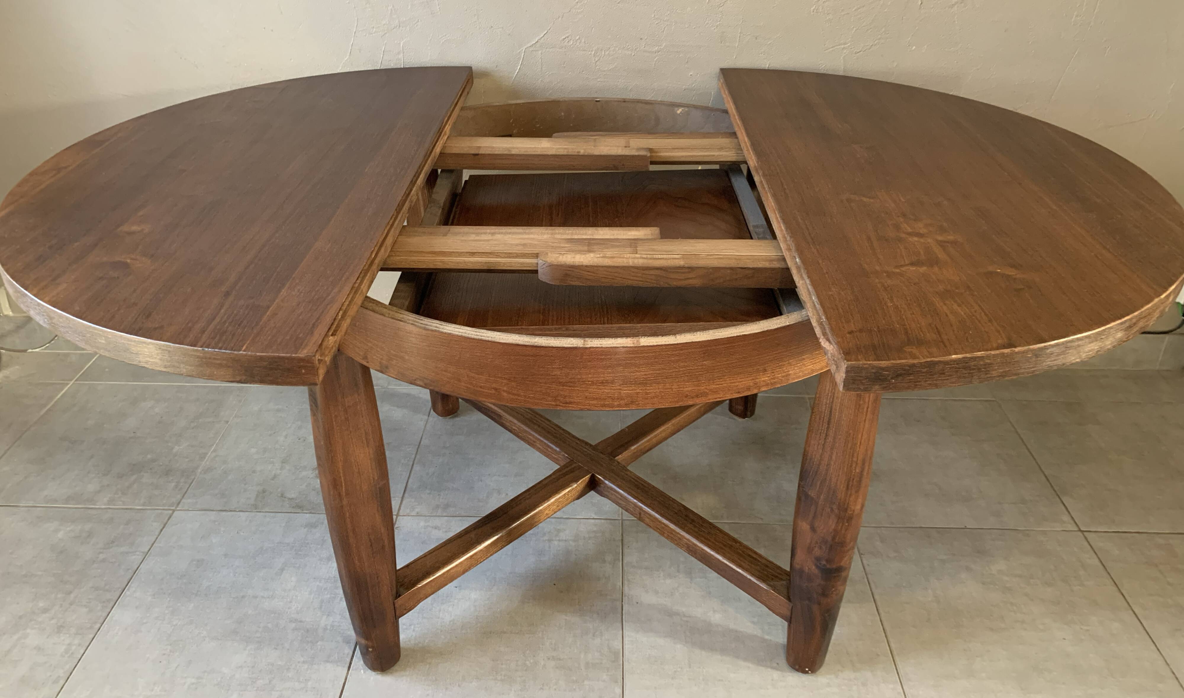 Vintage extendable wooden table from the 50s with independent extension