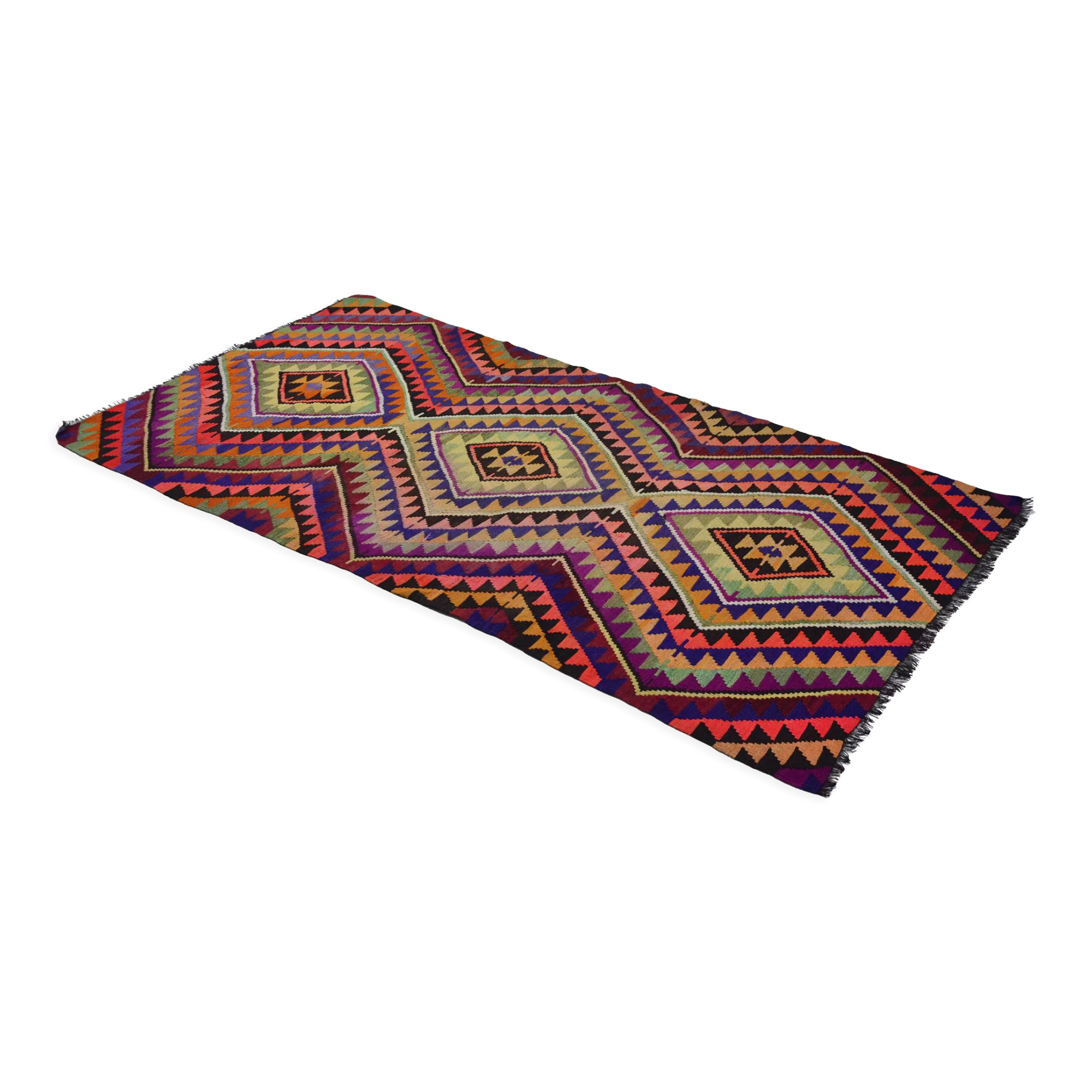 Anatolian handmade kilim rug 295 cm x 149 cm