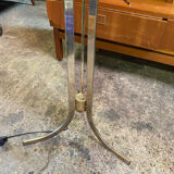 Three-burner metal and brass floor lamp