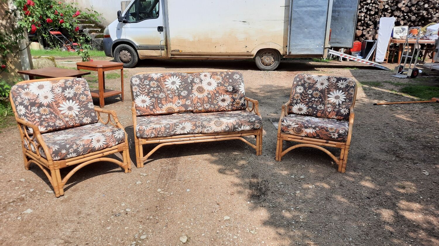 Salon de jardin rotin vintage