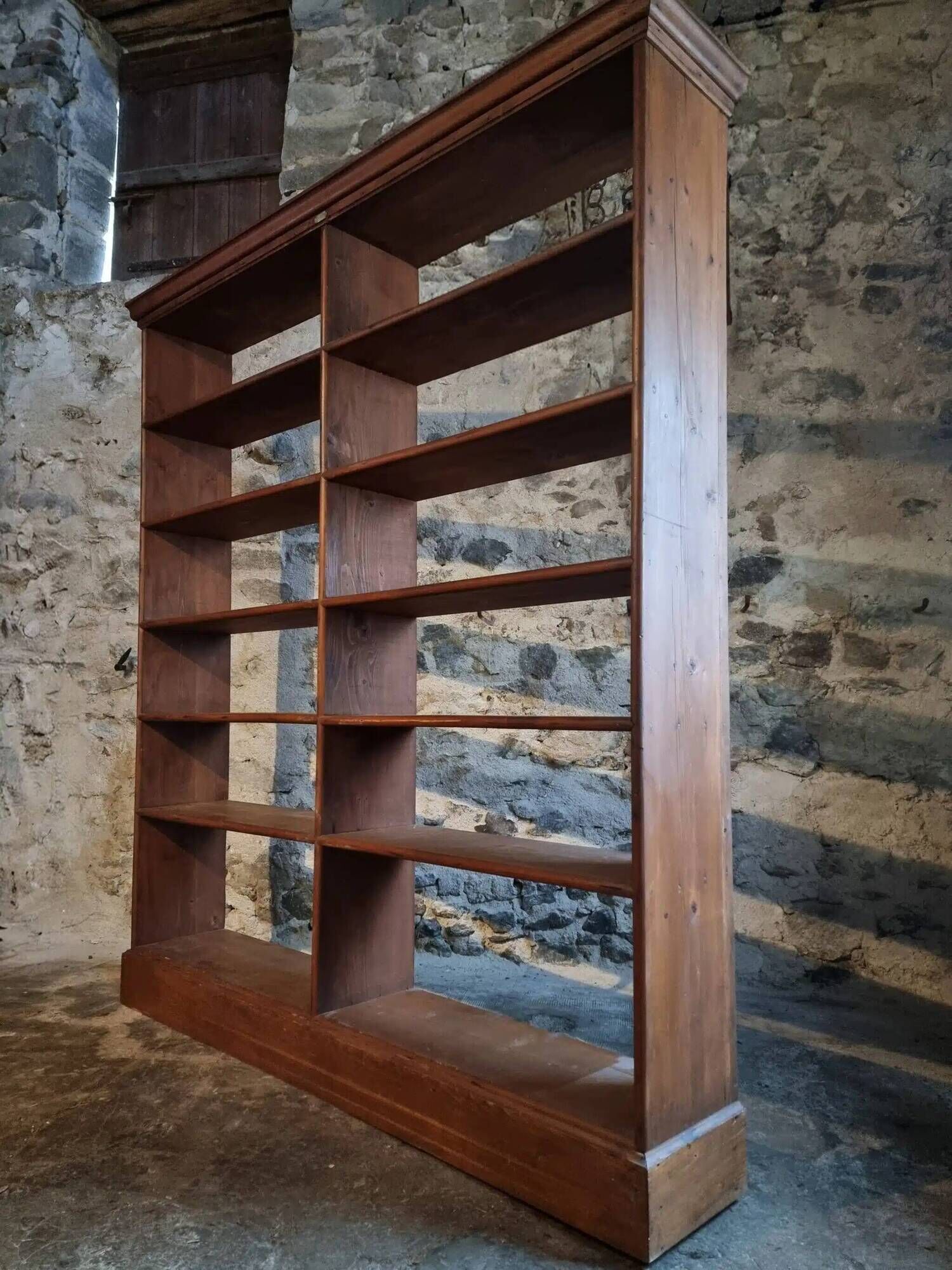 Large open shop shelf from an old French store by Chalmette, 1930s.