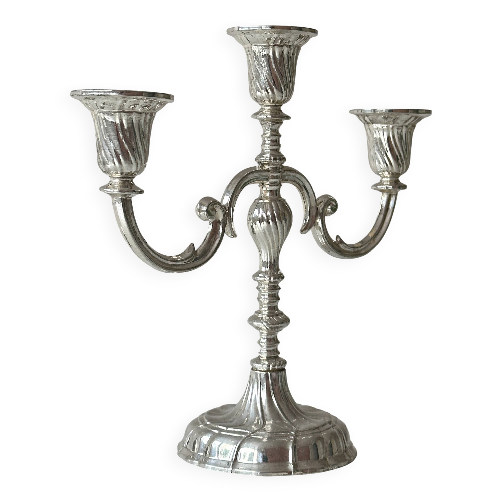 Silver three-branch candelabrum