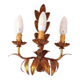 Vintage Italian Florentine wall light in golden bronze metal 1970