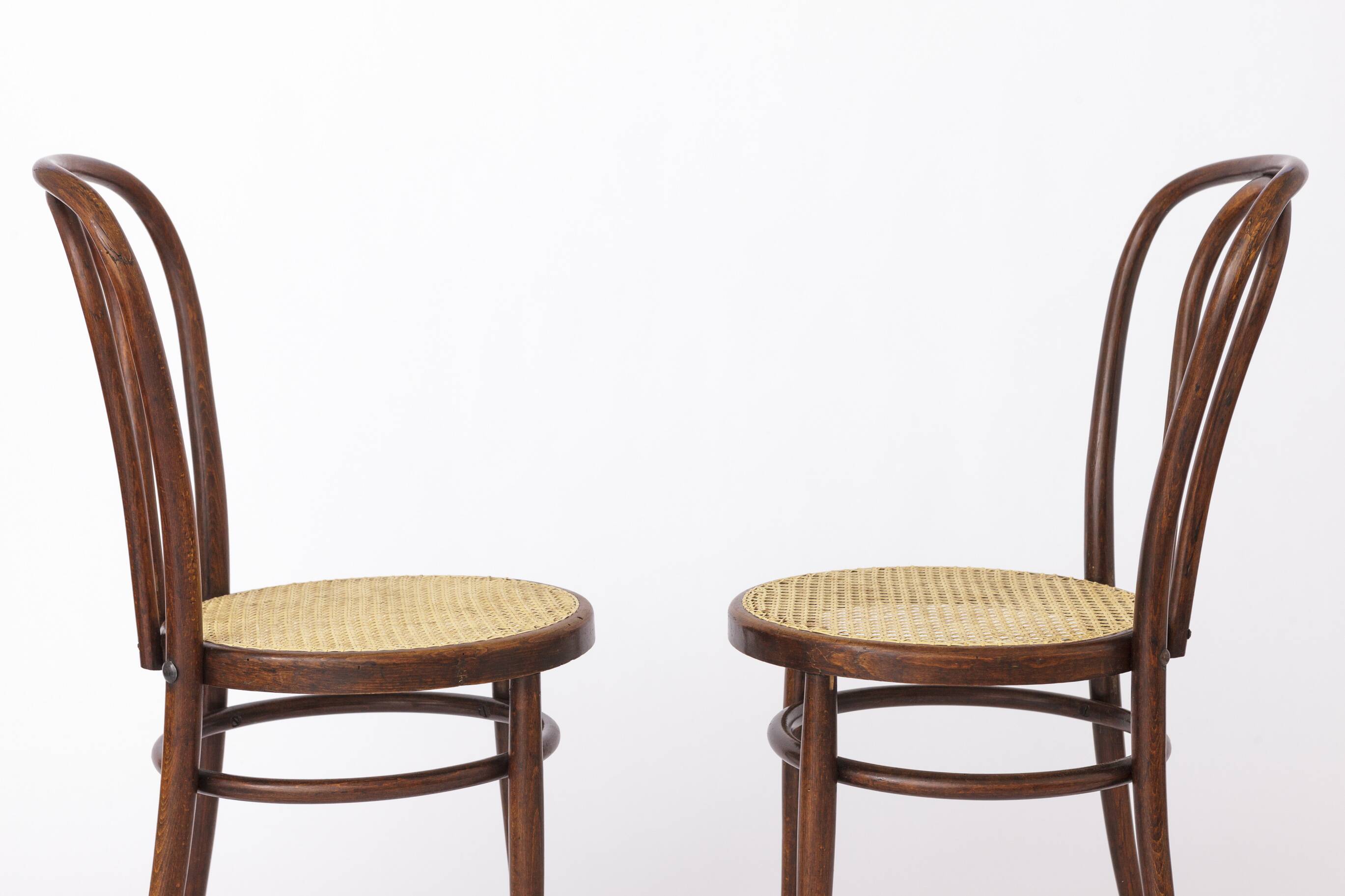 Set of 2 Vintage Bentwood Chairs – 1950s-1960s, Beech Wood, New Weaving