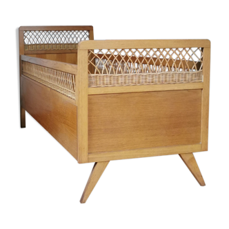 Vintage rattan child bed from the 60s