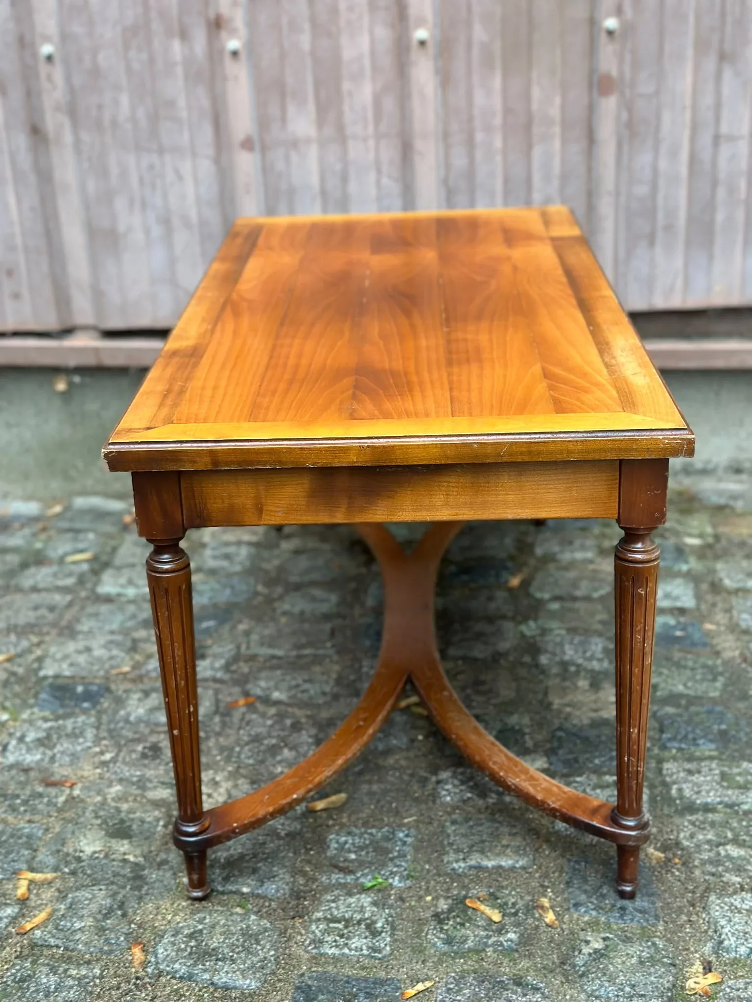 Louis XVI style coffee table in stained cherry wood 95x50cm 1970