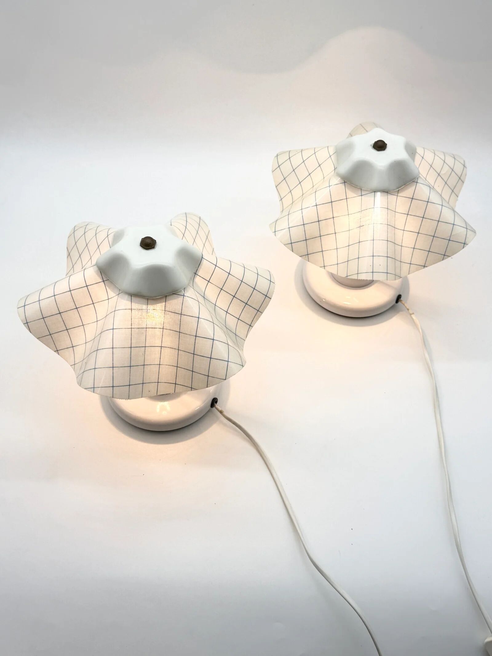 Pair of table lamps with pleated shades – 1980s
