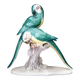 Earthenware figurine, a pair of German porcelain parrots