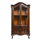 Curved library with two walnut doors, in Louis XV style.