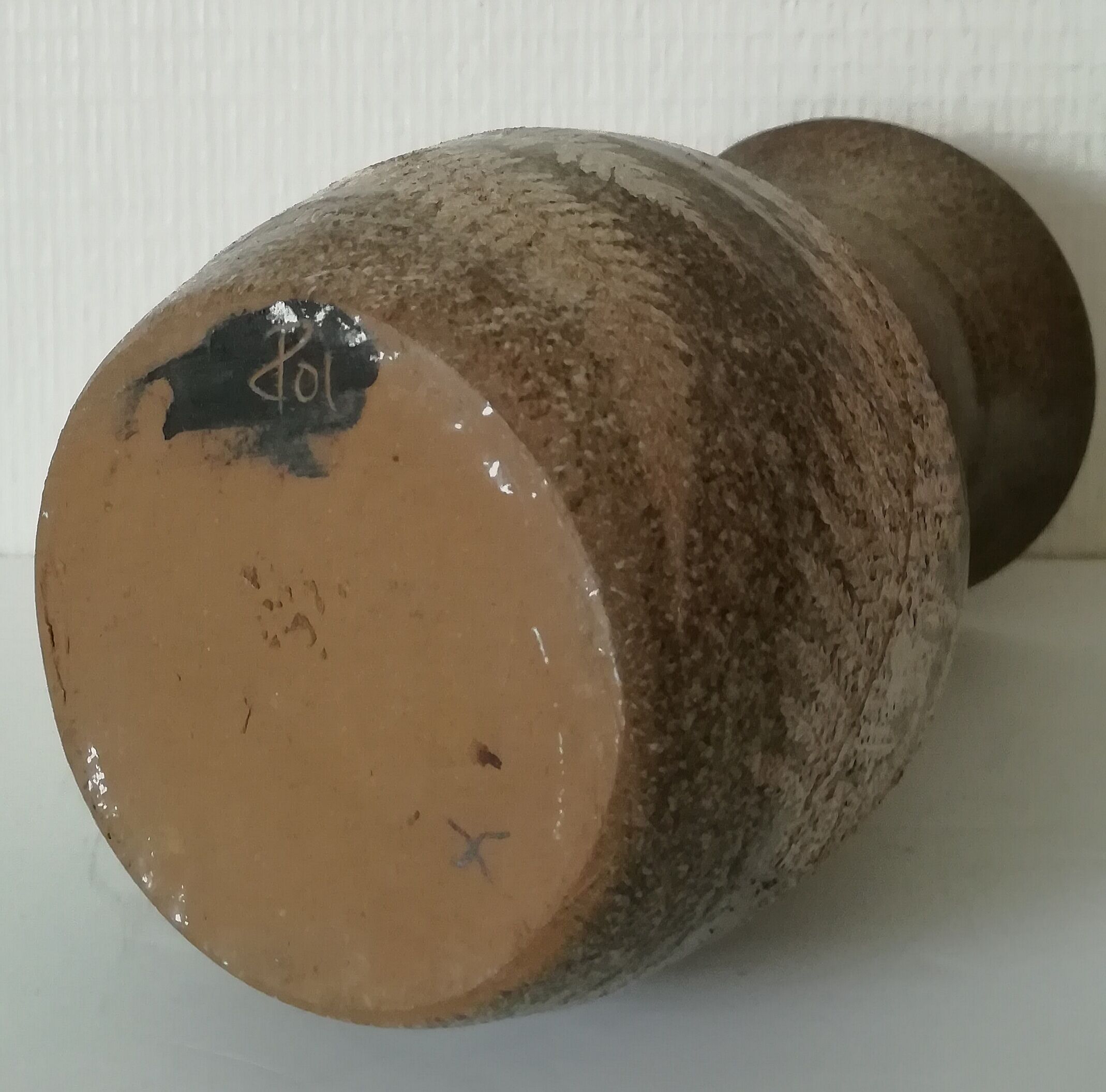 Vintage enamelled ceramic vase decorated with ferns