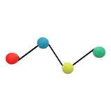 Coat rack with 4 hooks of different colors around 1950