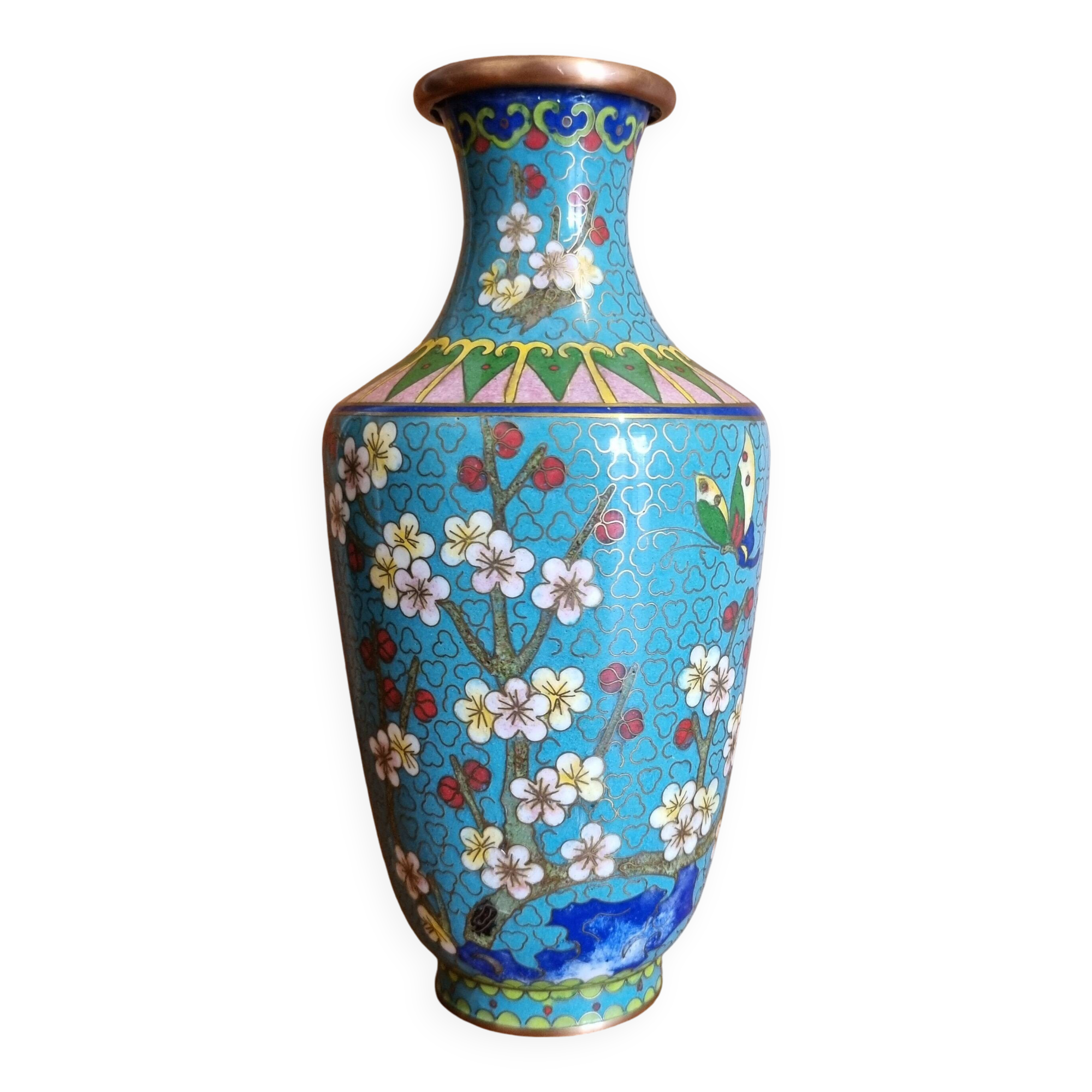 Cherry Blossom Cloisonne Vase