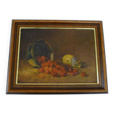 Still Life with Cherries and Lemon, oil on canvas early 20th century