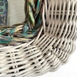Vintage woven rattan mirror