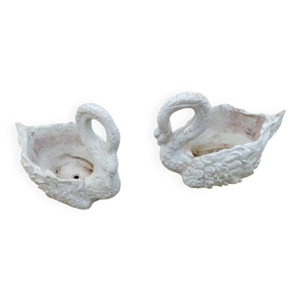 Paire de jardinières anciennes en forme de cygne