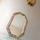 Miroir fleuri vintage en bois 80s   54x37cm