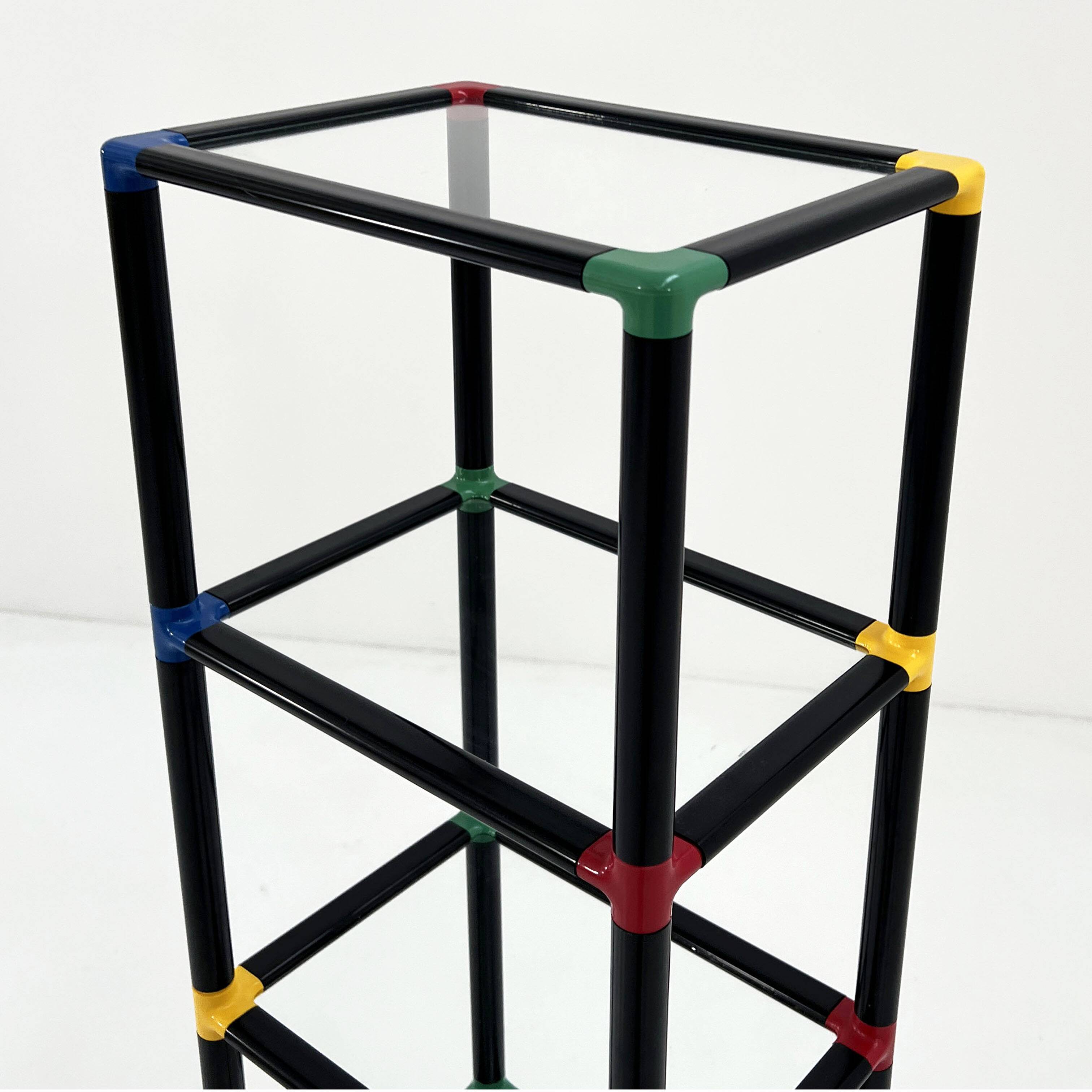 Multicoloured modular floor shelf, 1980